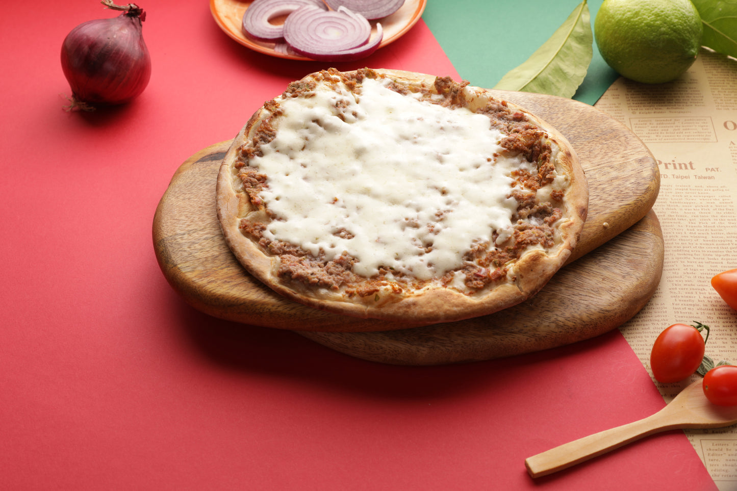 Meat with dough and cheese